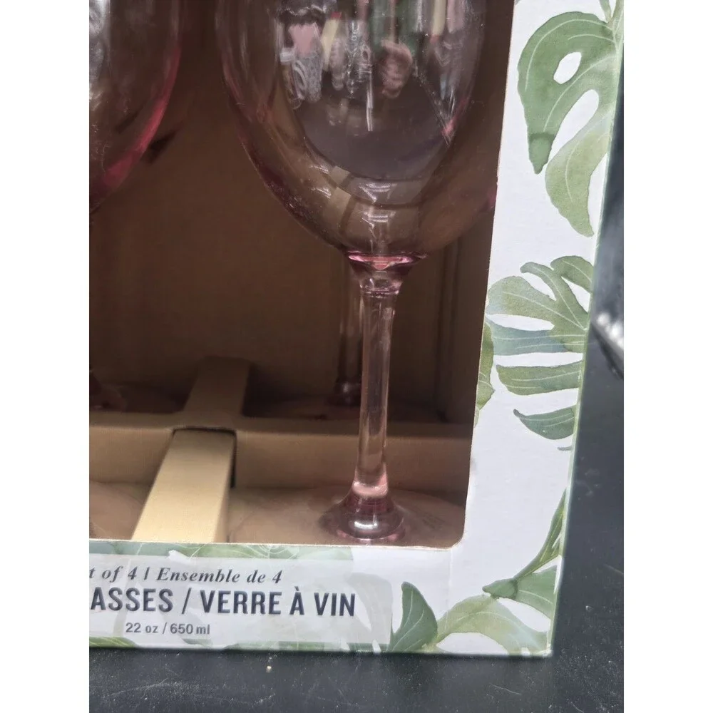 Set Of 4 Tommy Bahama Shatterproof BPA Free Wine Glasses Pink